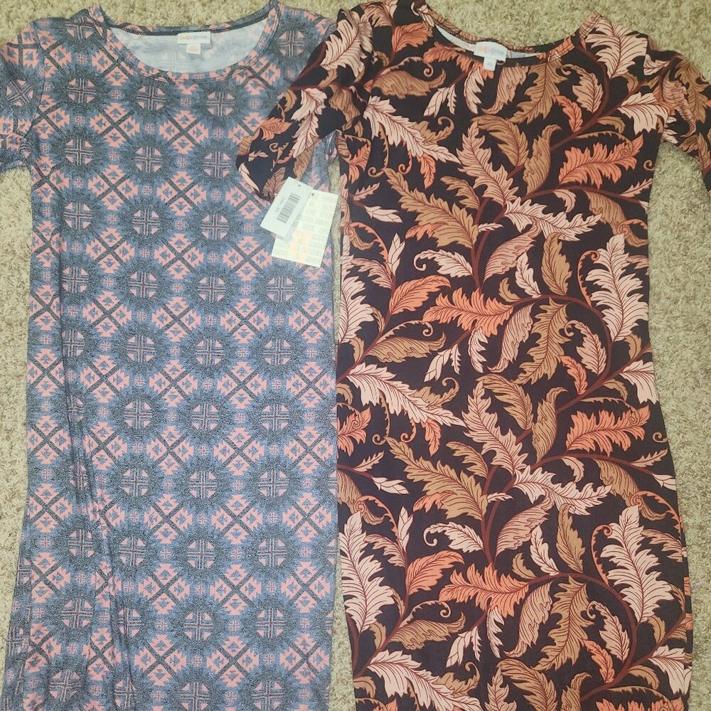 2 lularoe XS julia a-line dress right above knee 1 is NWT, 1 is never worn